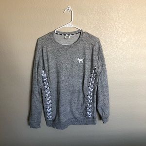 PINK Grey Crew with Lace Ups XS